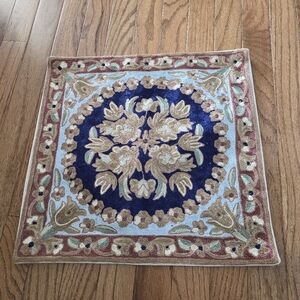 Crewel Turkish Style Chain Stitch Embroidery Pillow Cover